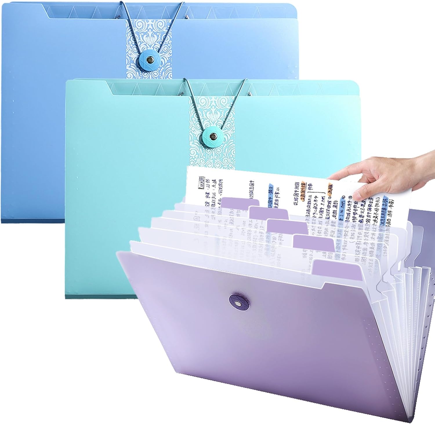 A4 Expandable folder - 3 poly pockets folder - 12 compartment folders large capacity accordion folders - expandable folders for office - business trips - home - Image 1