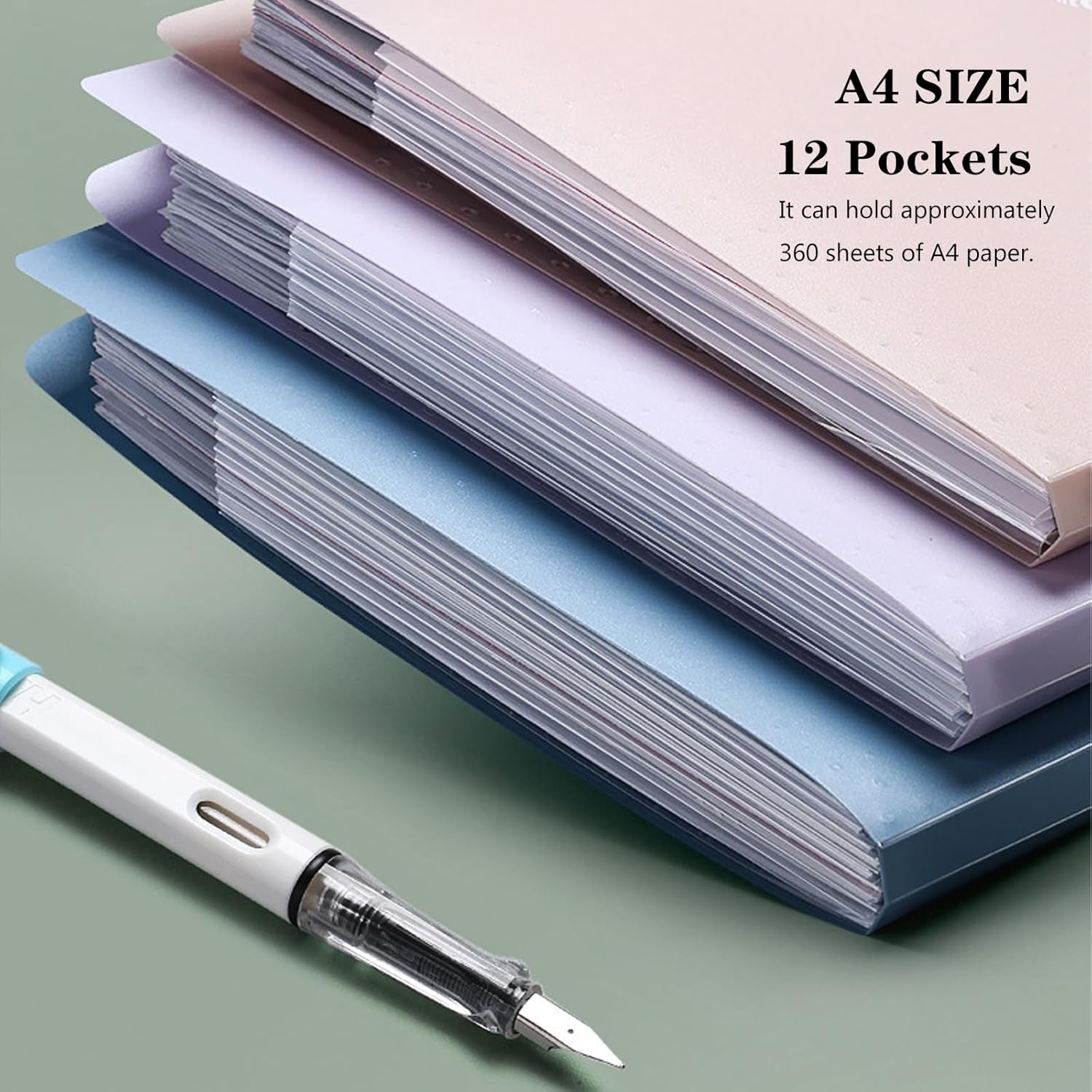 A4 Expandable folder - 3 poly pockets folder - 12 compartment folders large capacity accordion folders - expandable folders for office - business trips - home - Image 2