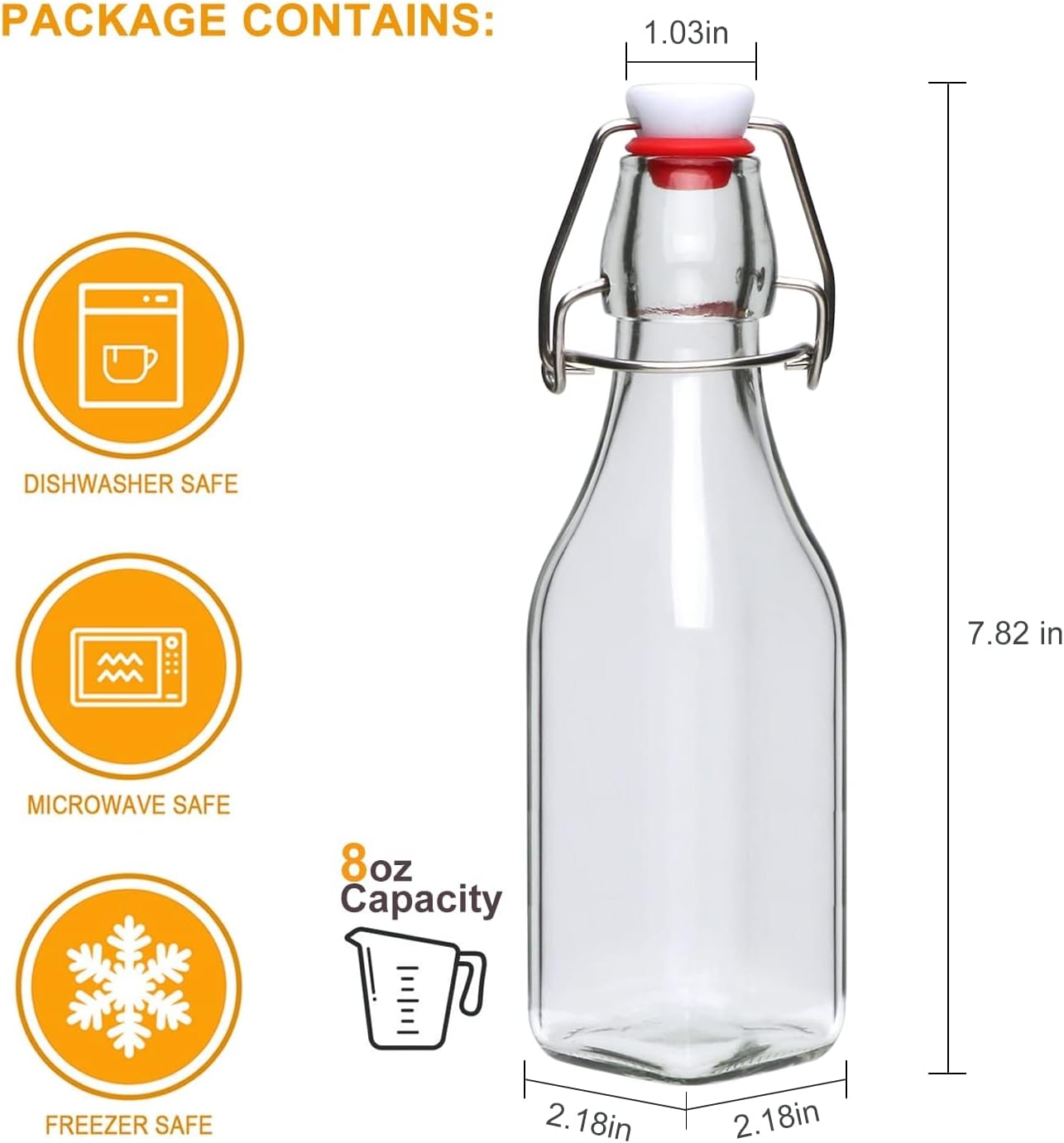 Clip-on glass storage bottle with lid for brewing beer, wine, spices, drinks, oil, vinegar, kombucha and water - Image 2