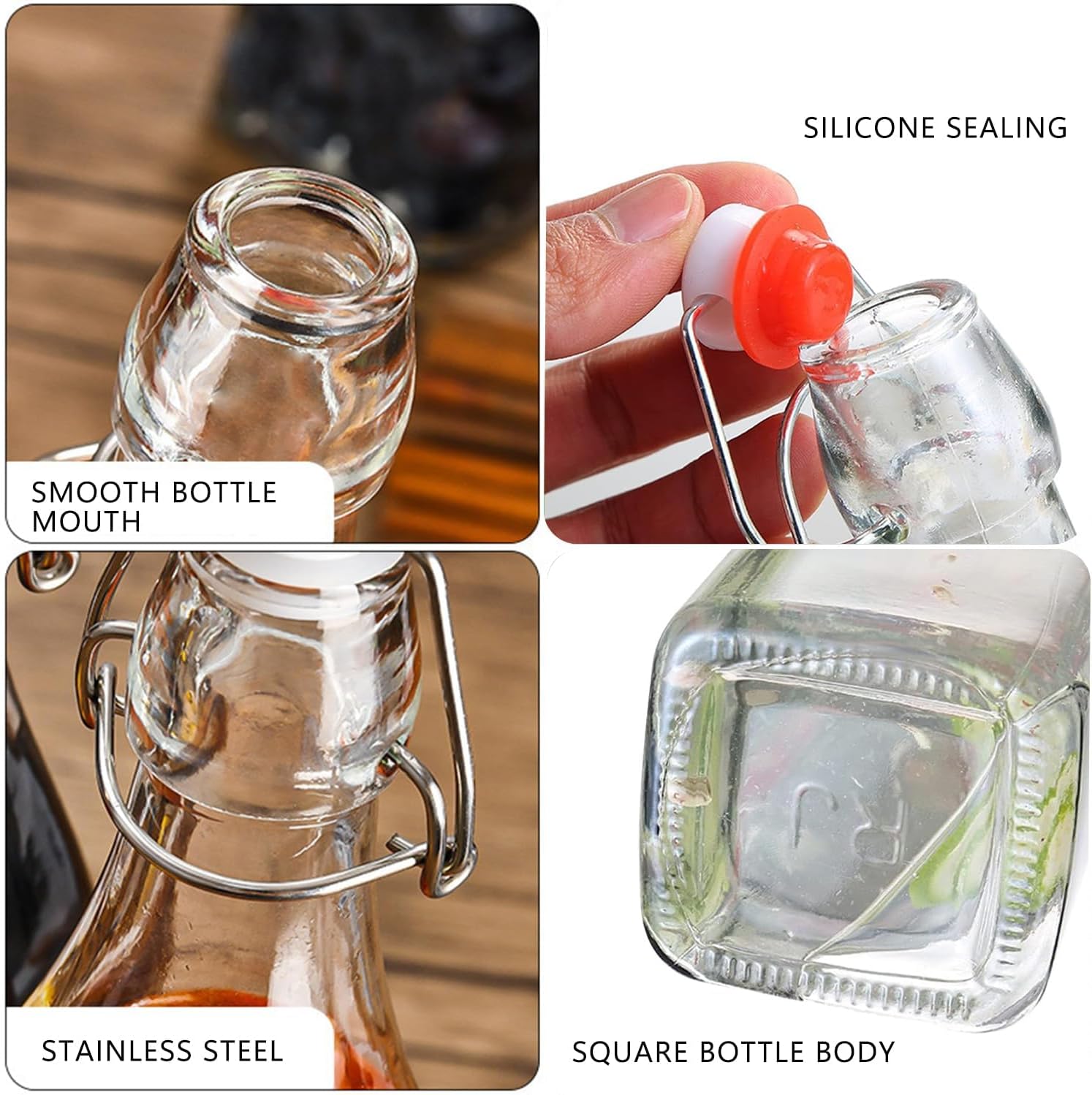 Clip-on glass storage bottle with lid for brewing beer, wine, spices, drinks, oil, vinegar, kombucha and water - Image 5