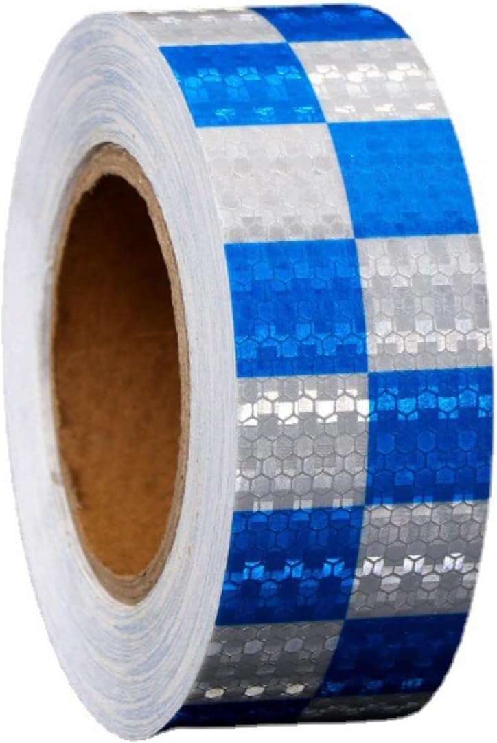 Reflective strips - Reflective tapes - 3 m x 50 mm - Reflective warning tape - Reflective tape - Outdoor - Waterproof - Fluorescent tape - Transport safety tape - Glow-in-the-dark tape - Blue and white - Image 1