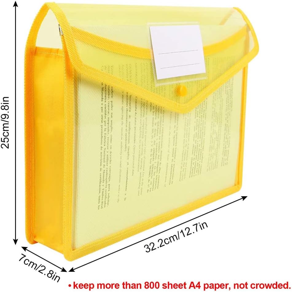 A4 plastic wallet - set of 5 popper wallets plastic folders premium pocket map envelopes for school office home with press stud closure - large capacity - Image 2