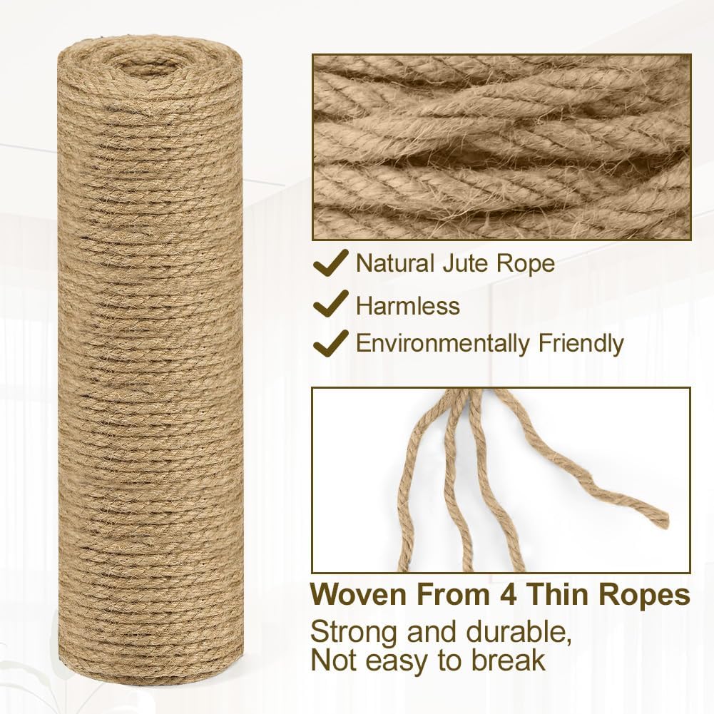 10m jute rope - 8mm thick jute rope - naturally braided jute garden rope for cat scratching post rope - gardening - camping - decoration - gift wrapping and craft decoration (brown) - Image 4