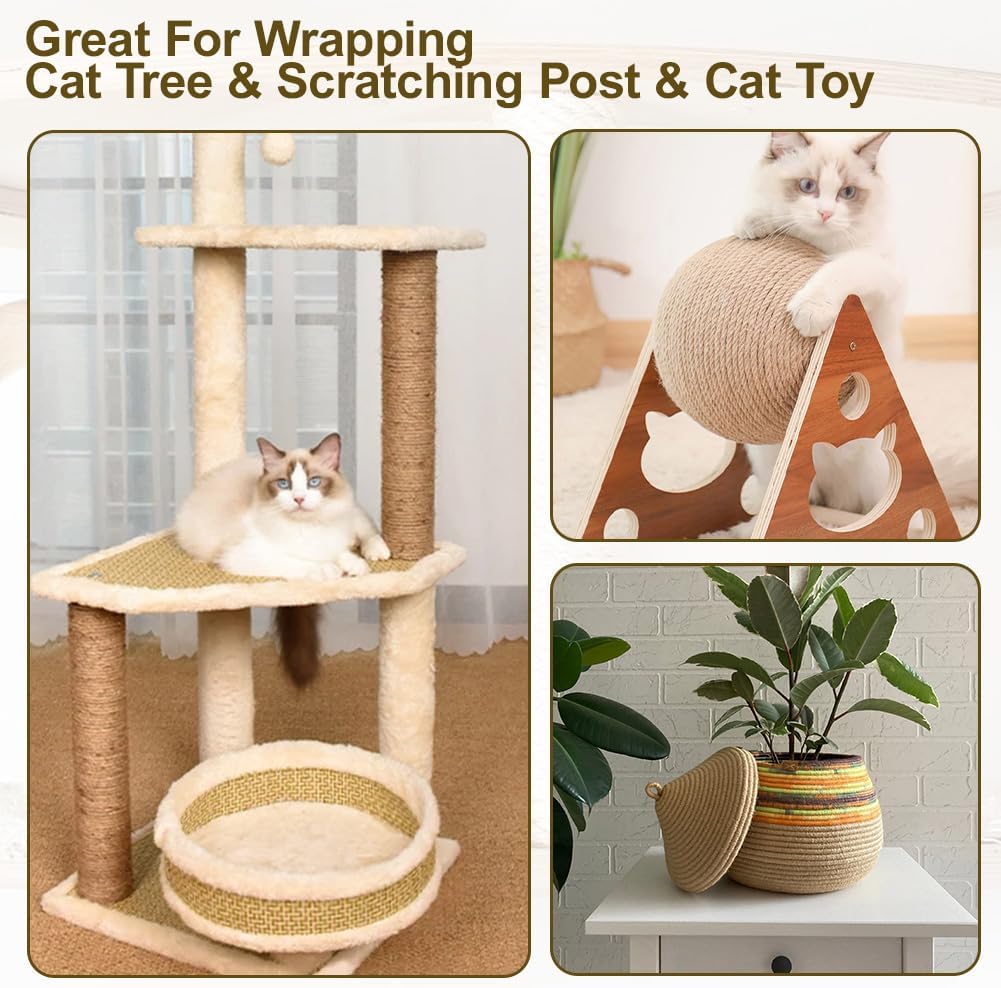 10m jute rope - 8mm thick jute rope - naturally braided jute garden rope for cat scratching post rope - gardening - camping - decoration - gift wrapping and craft decoration (brown) - Image 6