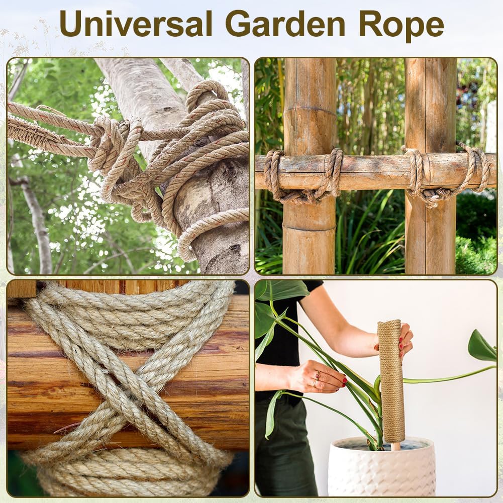 10m jute rope - 8mm thick jute rope - naturally braided jute garden rope for cat scratching post rope - gardening - camping - decoration - gift wrapping and craft decoration (brown) - Image 7