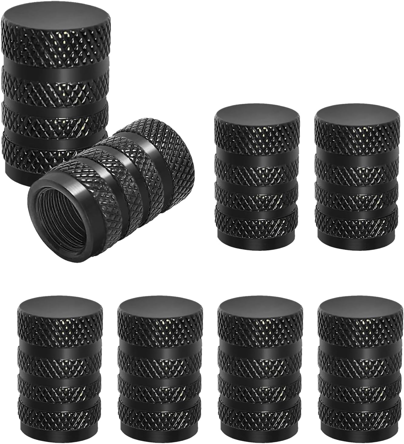 8 valve caps - black dust caps for car tyres - valve caps - durable universal aluminium dust caps for cars - bikes - trucks and motorcycles - Image 1