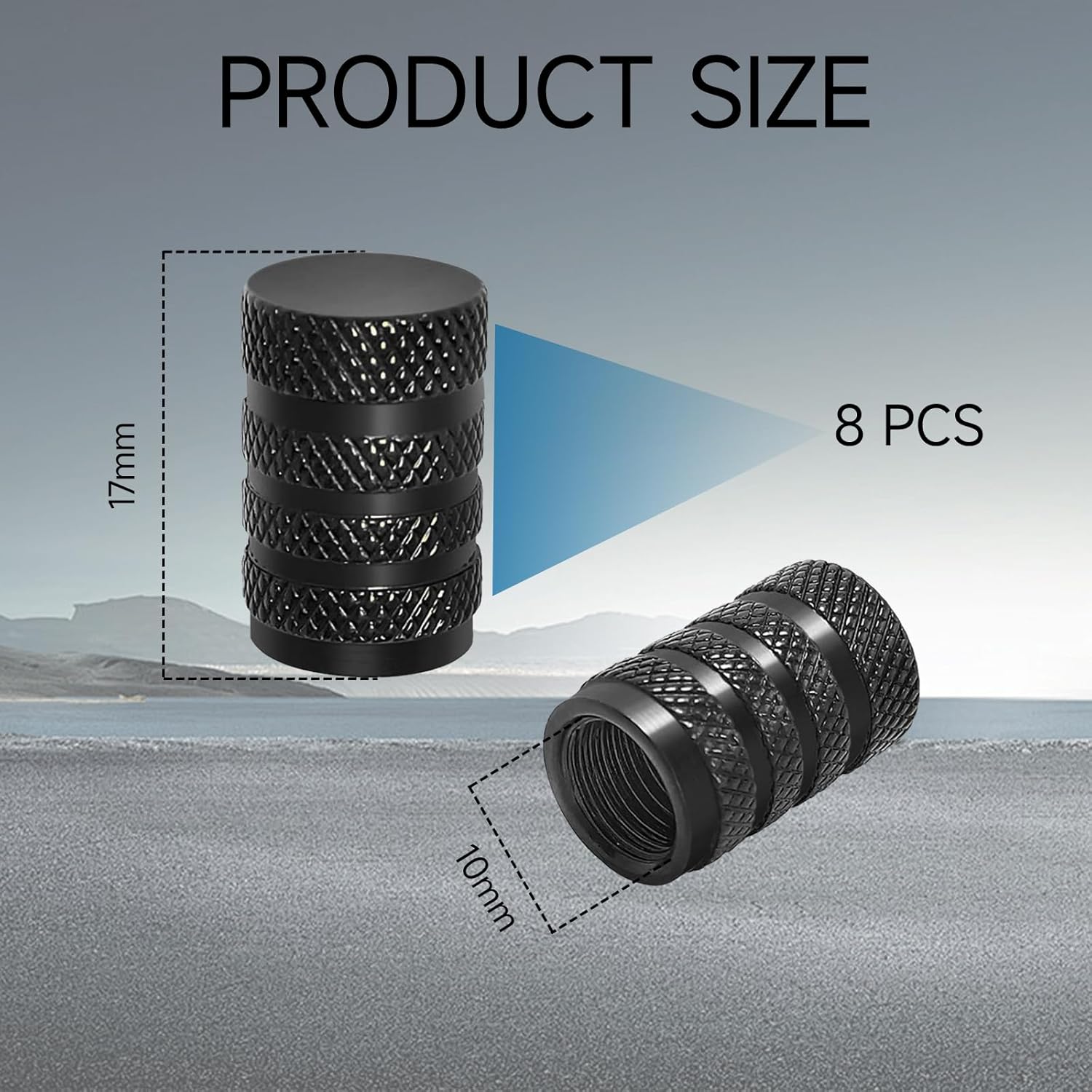 8 valve caps - black dust caps for car tyres - valve caps - durable universal aluminium dust caps for cars - bikes - trucks and motorcycles - Image 2