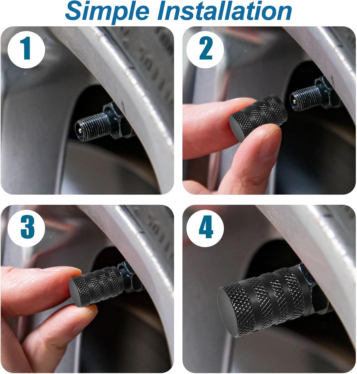 8 valve caps - black dust caps for car tyres - valve caps - durable universal aluminium dust caps for cars - bikes - trucks and motorcycles - Image 4
