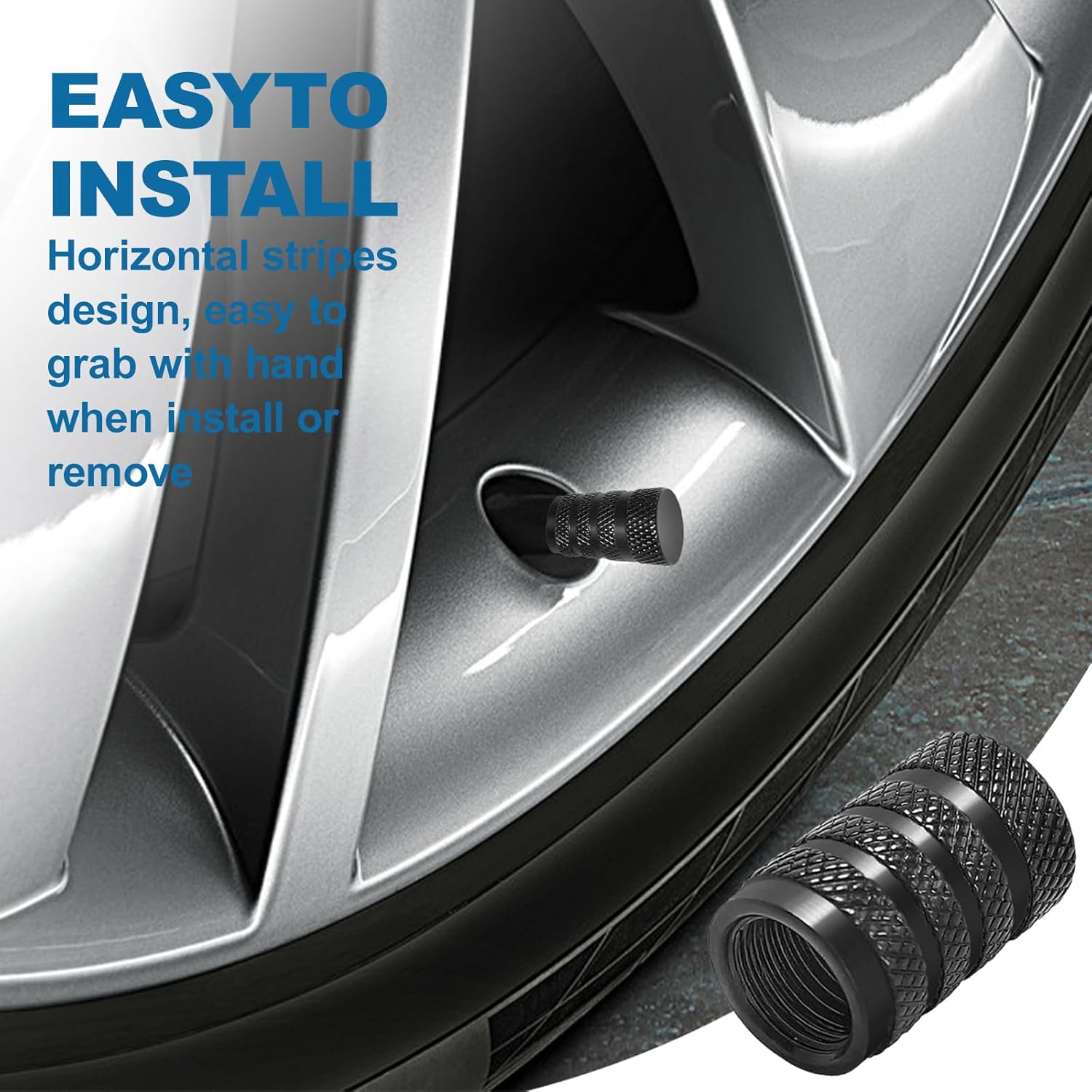 8 valve caps - black dust caps for car tyres - valve caps - durable universal aluminium dust caps for cars - bikes - trucks and motorcycles - Image 5