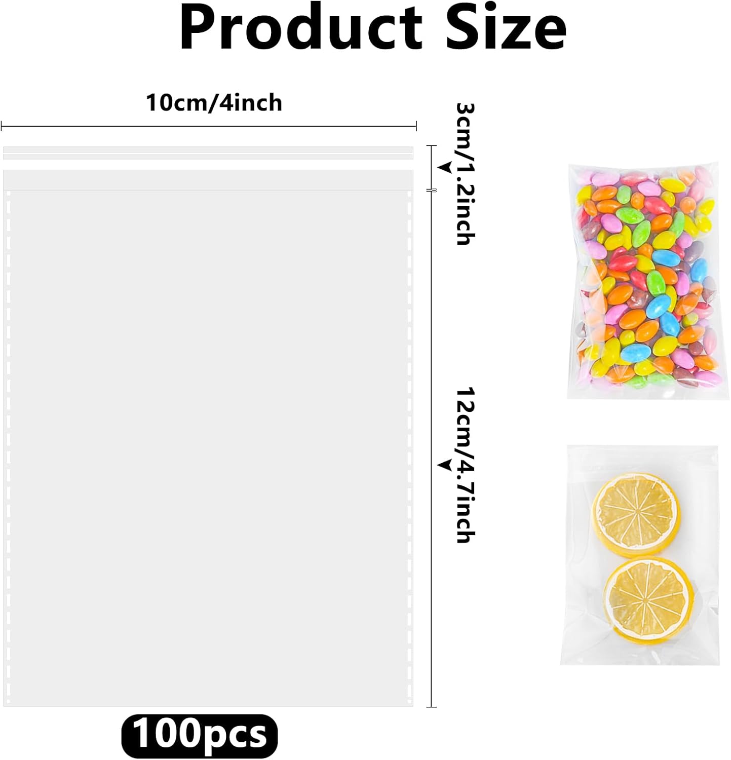 Cellophane bags - 100 small clear cellophane cookie bags - food safe - sealed with clear self-adhesive OPP display seal for cookies, lollies, envelopes, gifts, cards and photos (10 x 15 cm) - Image 2