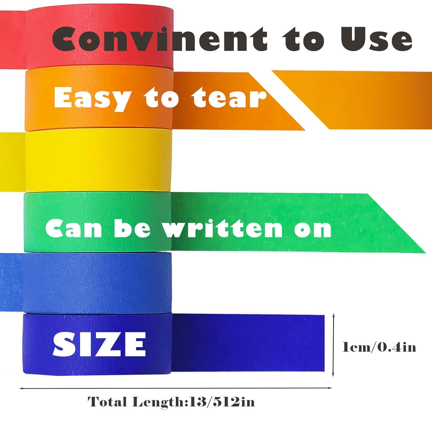6 rolls of coloured sticky tape - removable coloured tape (1 cm * 13 m) - coloured tape suitable for office and home crafts - used for wall decorations - art - lettering and crafting Rainbow sticky tape - Image 5