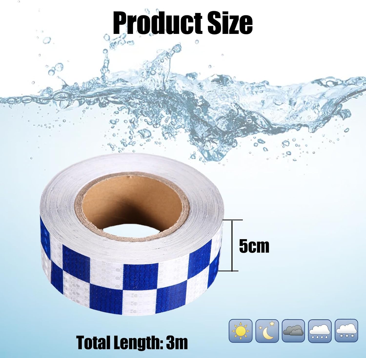 Reflective strips - Reflective tape - 3 m x 50 mm - Reflective warning tape - Reflective tape - Outdoor - Waterproof - Fluorescent tape - Shipping safety tape - Glow-in-the-dark tape - Yellow and black - Image 2