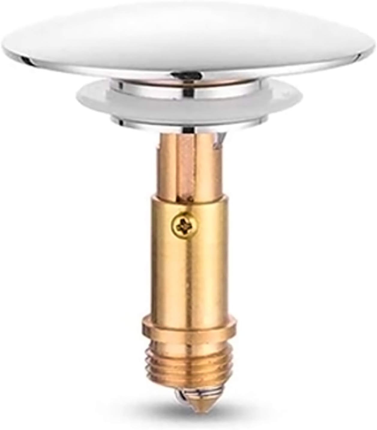 Pop-up click waste plug - sink drain stopper - brass slotted drain button - suitable for bathroom sink - Image 1