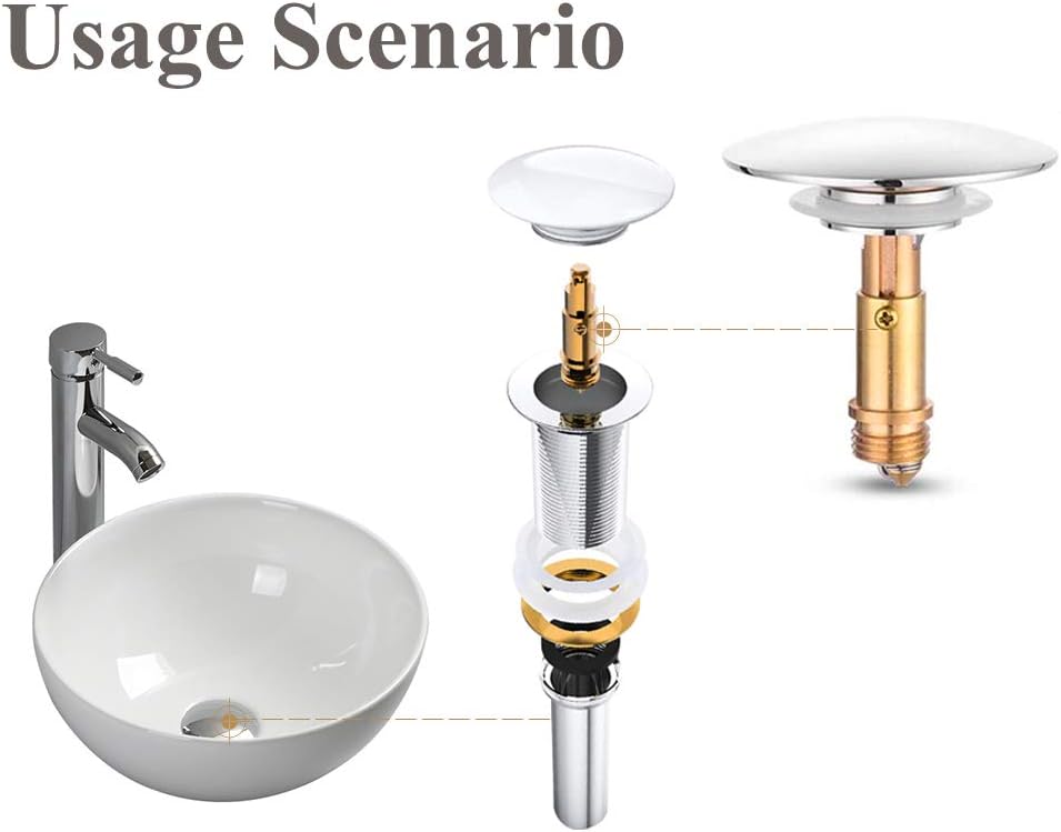 Pop-up click waste plug - sink drain stopper - brass slotted drain button - suitable for bathroom sink - Image 3