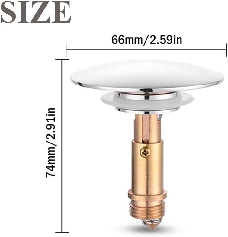Pop-up click waste plug - sink drain stopper - brass slotted drain button - suitable for bathroom sink - Image 5
