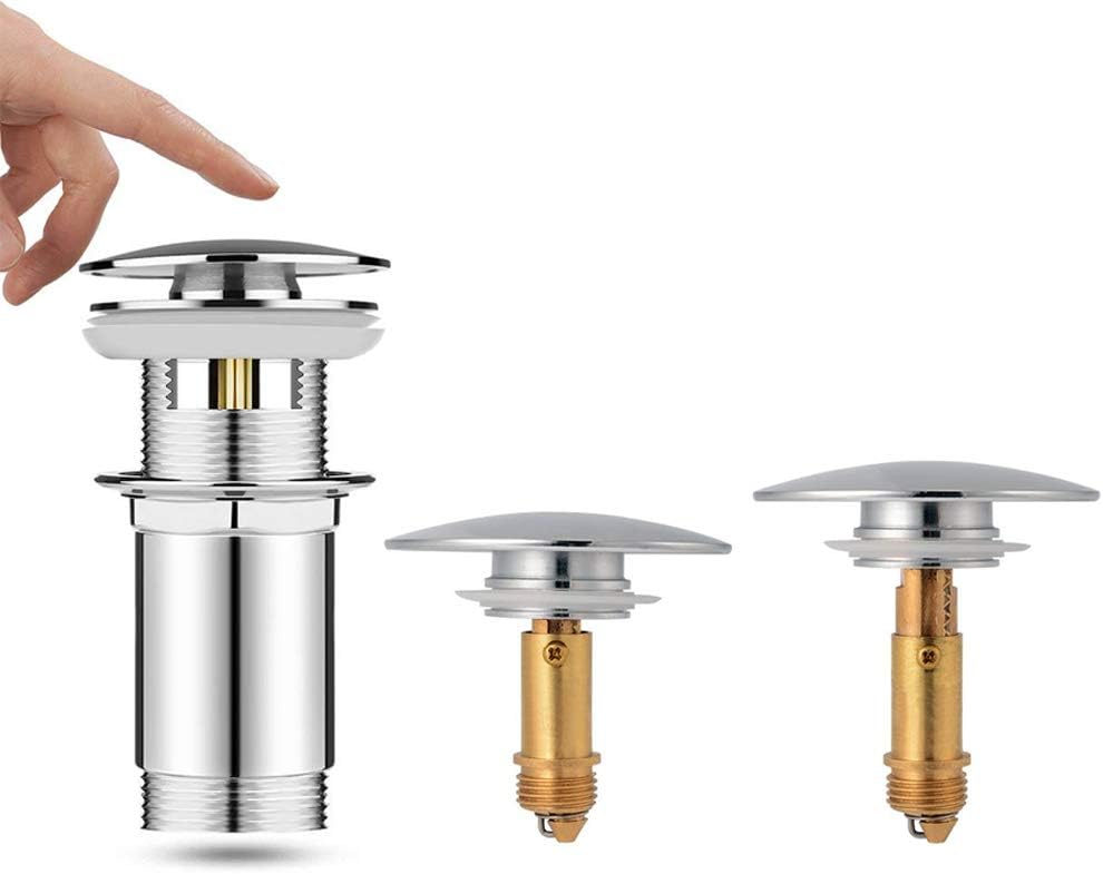 Pop-up click waste plug - sink drain stopper - brass slotted drain button - suitable for bathroom sink - Image 7