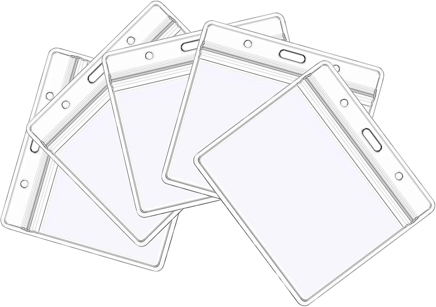5-piece plastic card holder - clear waterproof plastic badge holder - clear branded badge ID holder - wallet holder - double-sided badge holder - lanyard card holder for home, office and school - Image 1