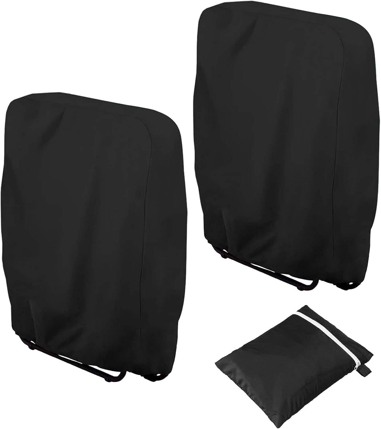 Garden chair covers - 2 pieces waterproof- windproof- UV resistant- hydrophobic Oxford material for terrace sun loungers- including storage bag (110 x 71 cm) - Black - Image 1