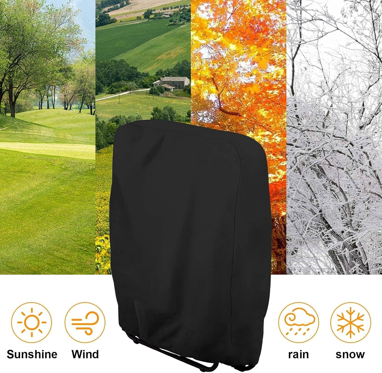 Garden chair covers - 2 pieces waterproof- windproof- UV resistant- hydrophobic Oxford material for terrace sun loungers- including storage bag (110 x 71 cm) - Black - Image 5