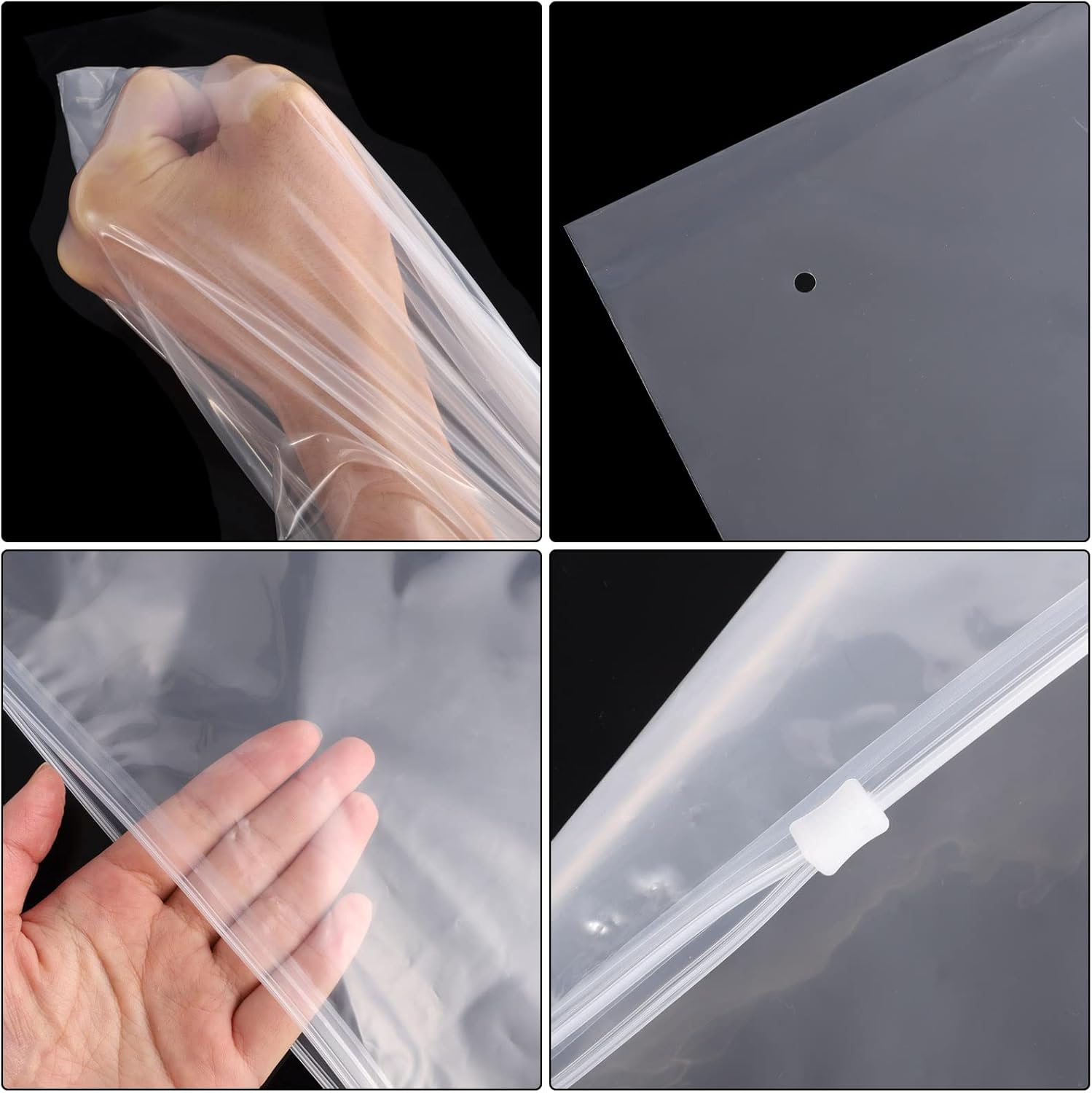 40 reusable travel zip lock bags - 40 x 30 cm - travel clothing bags - large transparent storage bags - plastic sealable clothing bags for clothes, shoes and cosmetics - Image 3