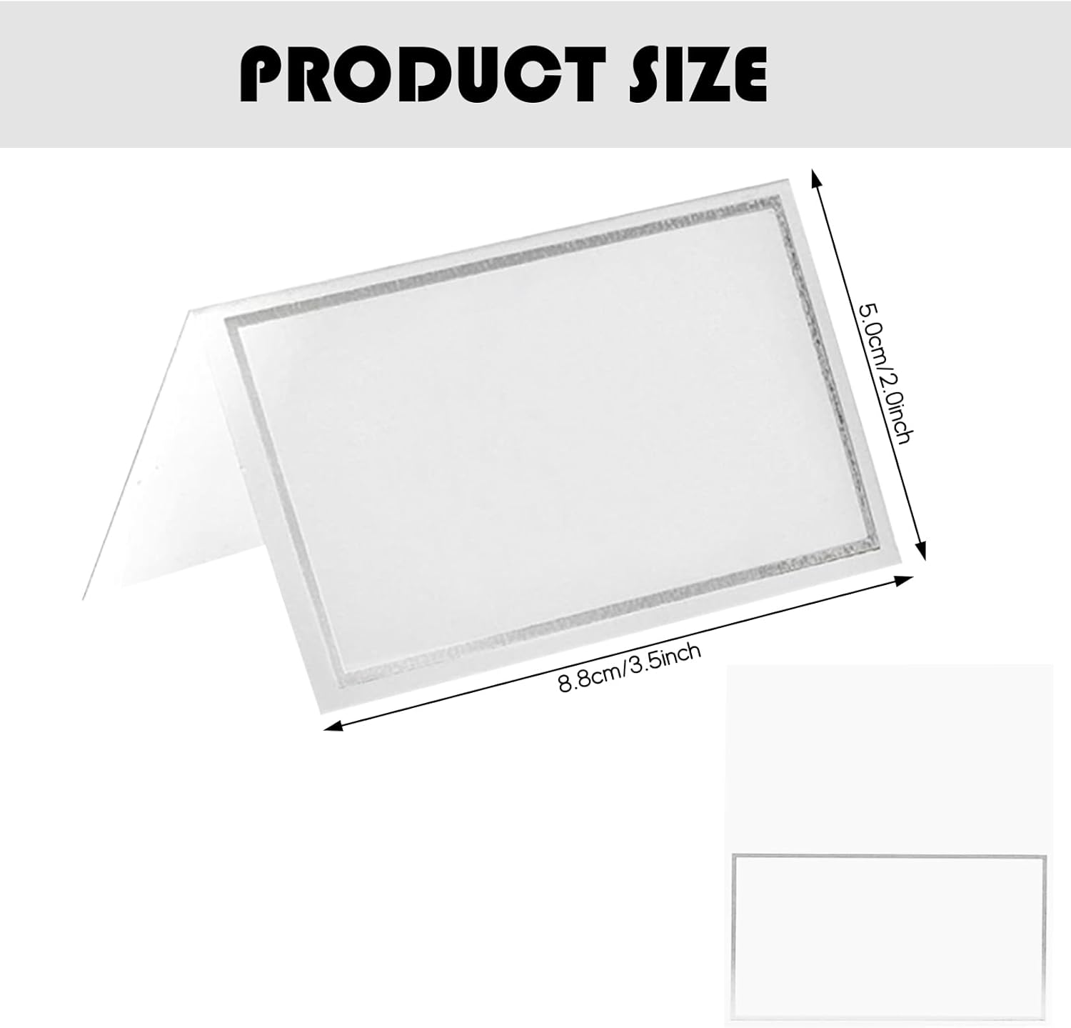 50 silver-edged table decorations reception seating place cards - rectangular plate cards for wedding dinner - Image 2