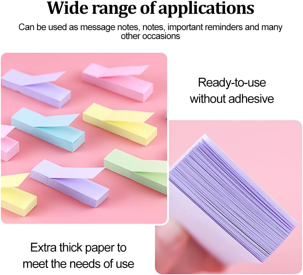 500 Pastel Sticky Notes (75x20mm) - Colourful removable sticky notes in blue, pink, green, yellow and purple | Pack of 5 (100 notes each) | For use in the office, at home and at school - Image 4