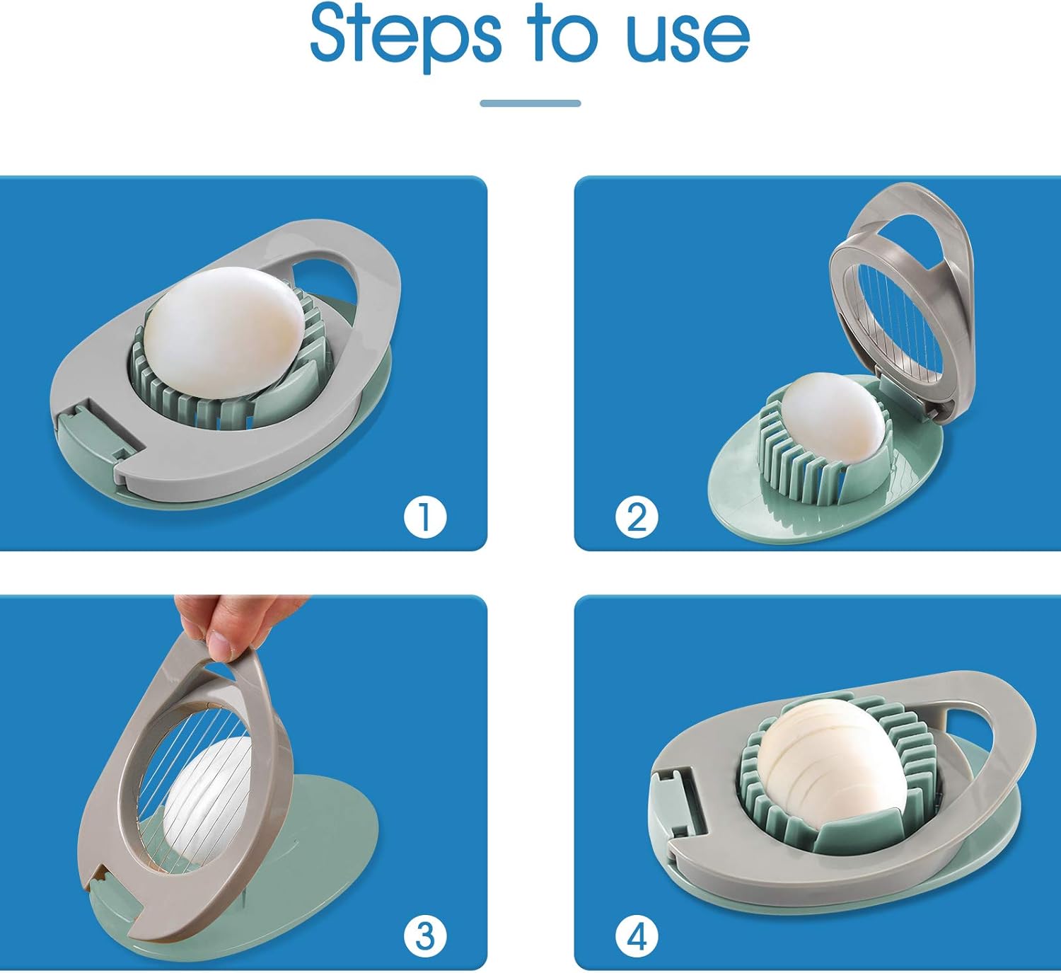 Egg slicer - Egg slicer with stainless steel wire - multi-functional egg slicer - slices boiled eggs, ham, bananas and strawberries evenly - Image 4