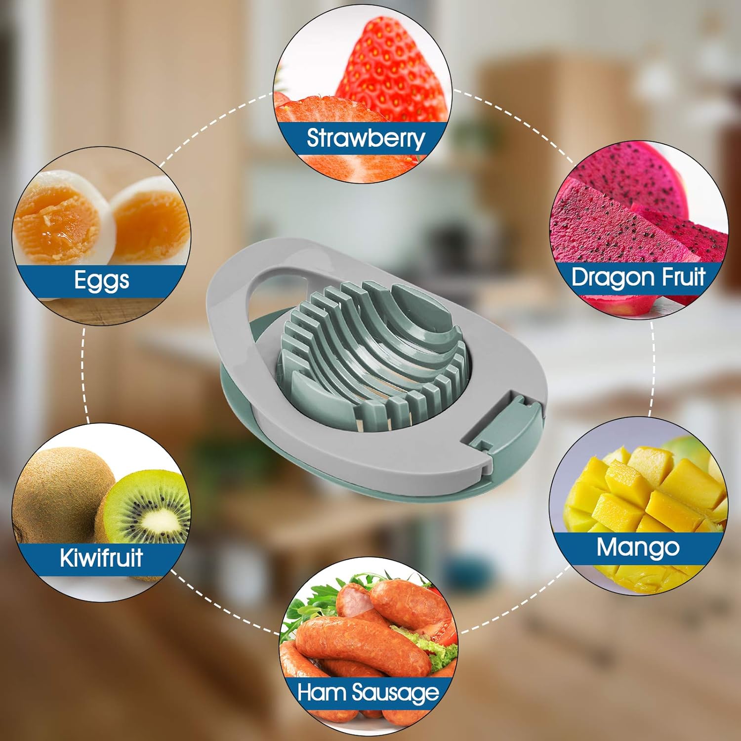Egg slicer - Egg slicer with stainless steel wire - multi-functional egg slicer - slices boiled eggs, ham, bananas and strawberries evenly - Image 5