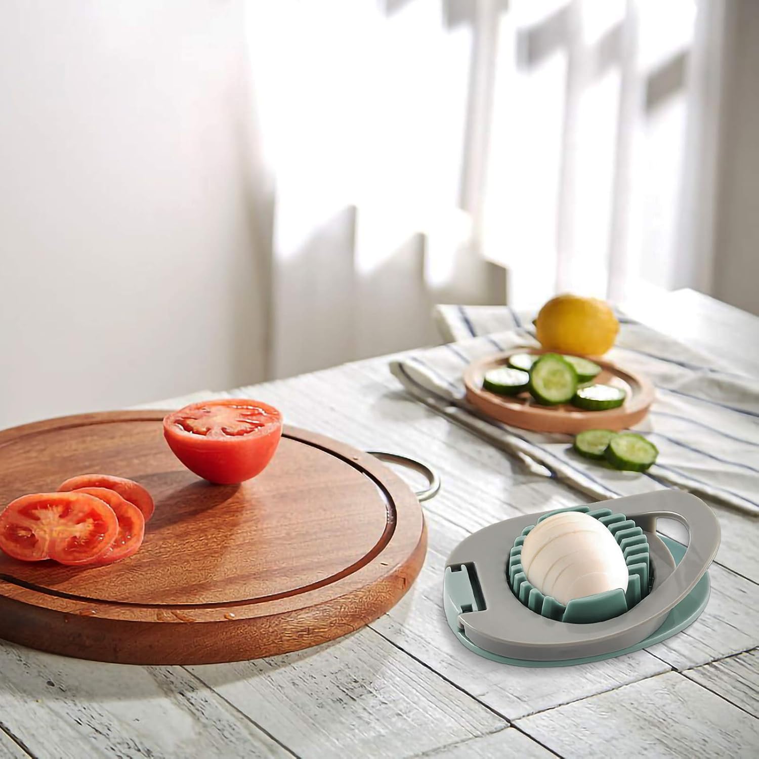 Egg slicer - Egg slicer with stainless steel wire - multi-functional egg slicer - slices boiled eggs, ham, bananas and strawberries evenly - Image 6