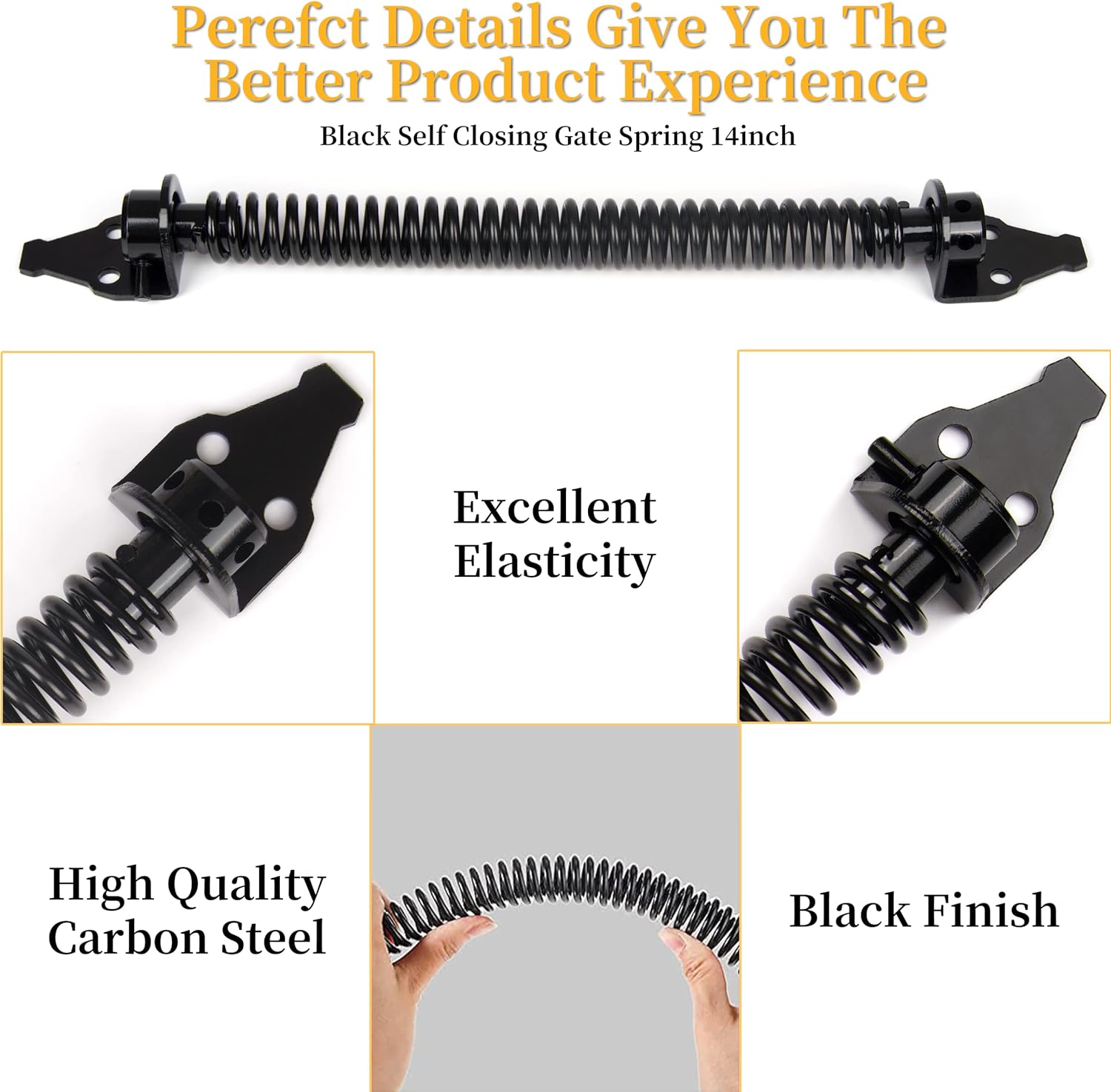 14 inch automatically closing gate spring hardware Adjustable metal spring closer for light to heavy wooden doors Gate latch Black garden gate latch for wooden doors - Image 2