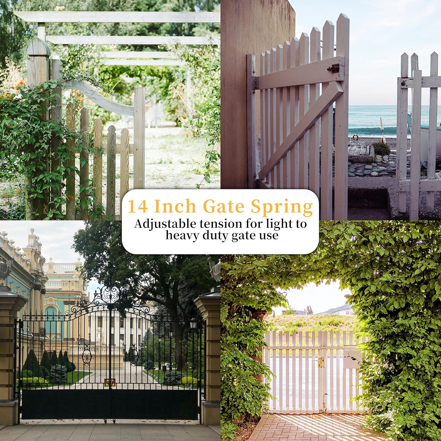 14 inch automatically closing gate spring hardware Adjustable metal spring closer for light to heavy wooden doors Gate latch Black garden gate latch for wooden doors - Image 6