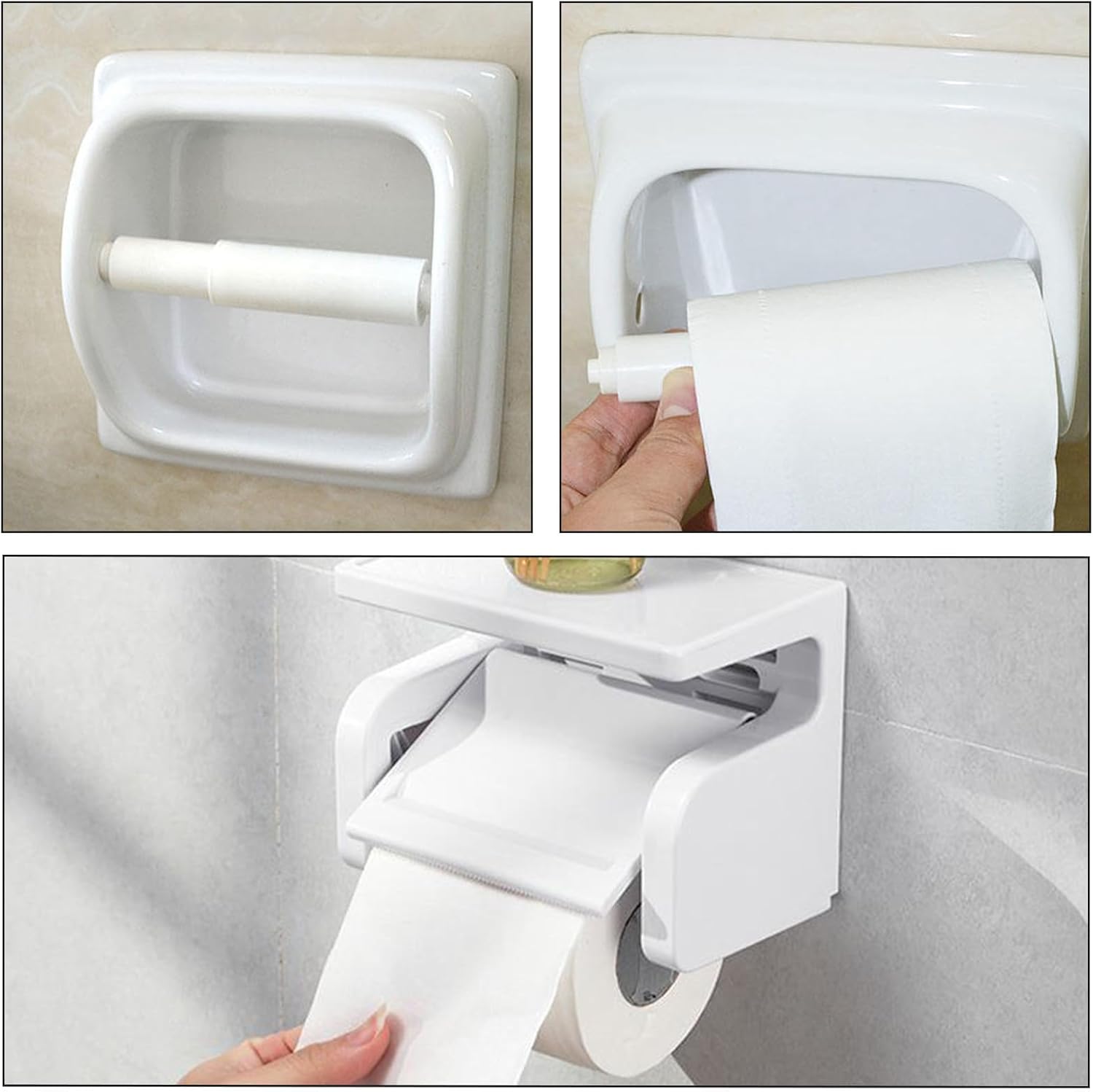 2-piece plastic toilet roll holder - toilet roll holder - toilet roll holder insert - bathroom toilet roll holder insert with spring mechanism - toilet roll replacement roll spring spindle (white) - Image 4