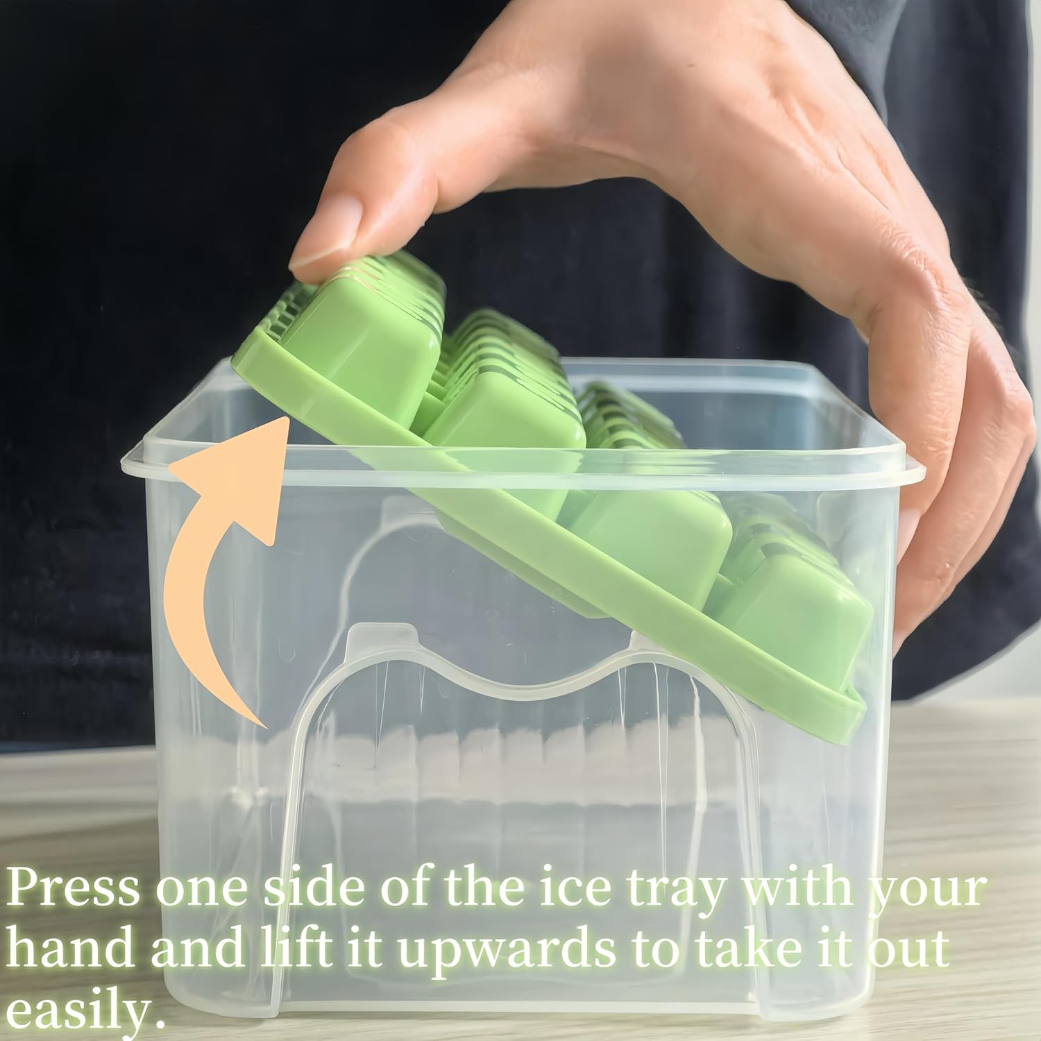 Ice Cube Trays - Ice Cube Tray with Lid and Container - 56 Ice Cube Molds - 2 Containers and Ice Scoop - BPA-free (Green) - Image 4
