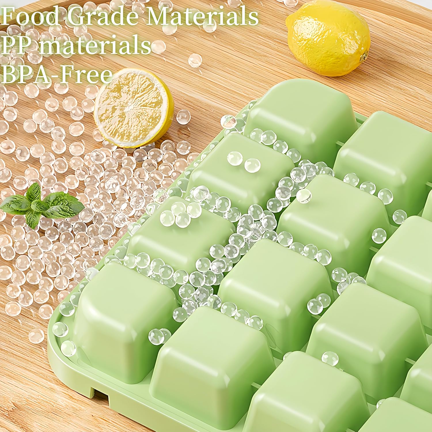 Ice Cube Trays - Ice Cube Tray with Lid and Container - 56 Ice Cube Molds - 2 Containers and Ice Scoop - BPA-free (Green) - Image 7