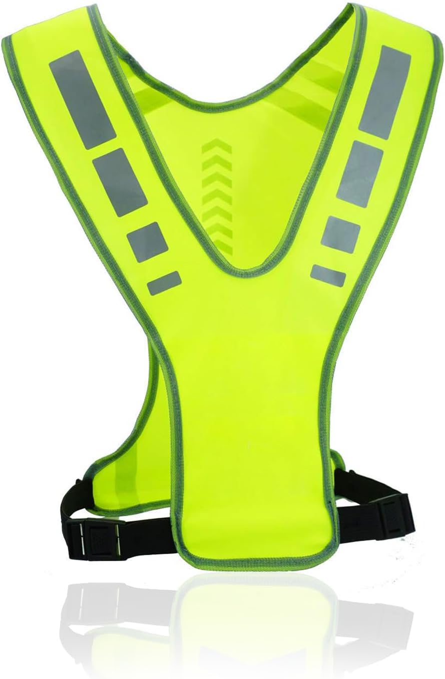 Reflective running clothing with high visibility and pockets - reflective safety vest - unisex - breathable reflective clothing - adjustable safety warning vest for jogging - walking - cycling - Image 1
