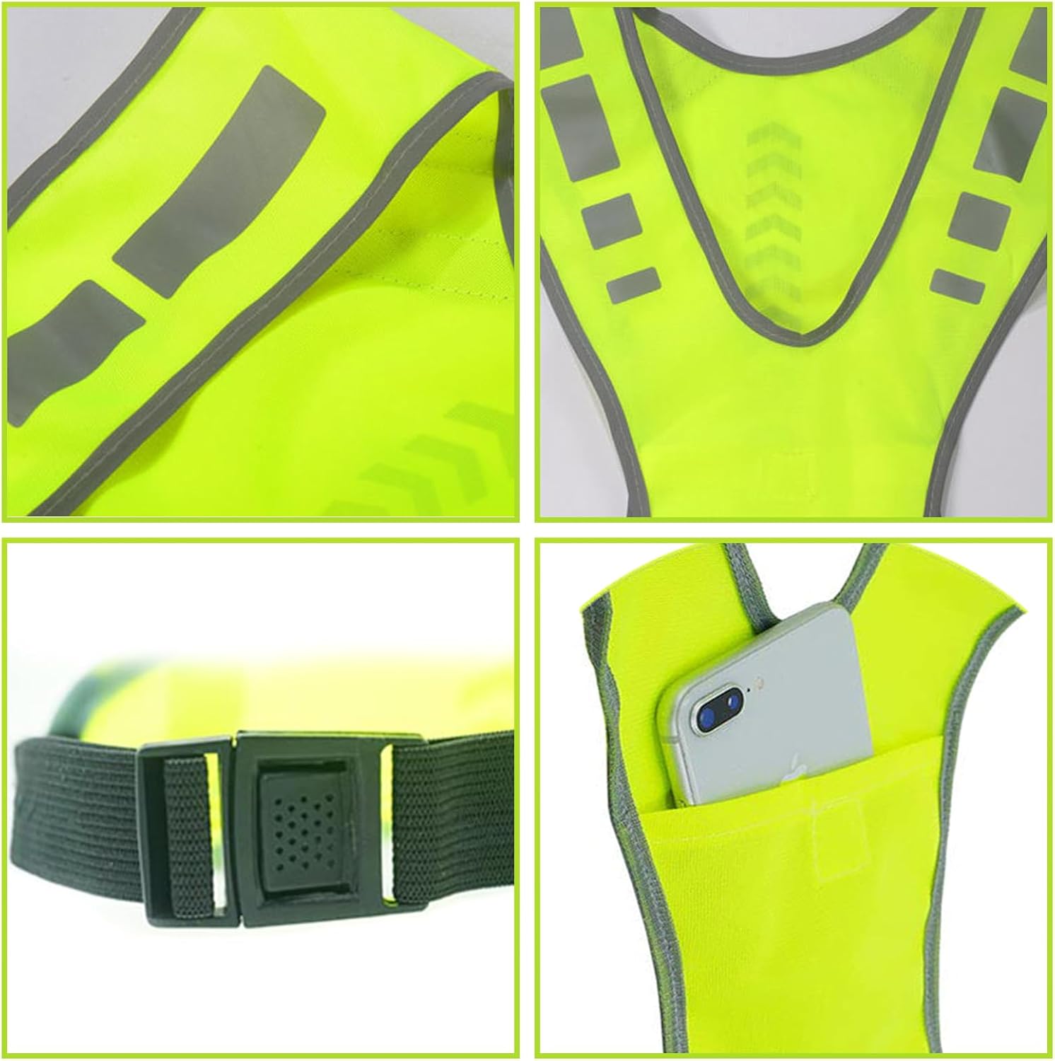 Reflective running clothing with high visibility and pockets - reflective safety vest - unisex - breathable reflective clothing - adjustable safety warning vest for jogging - walking - cycling - Image 5
