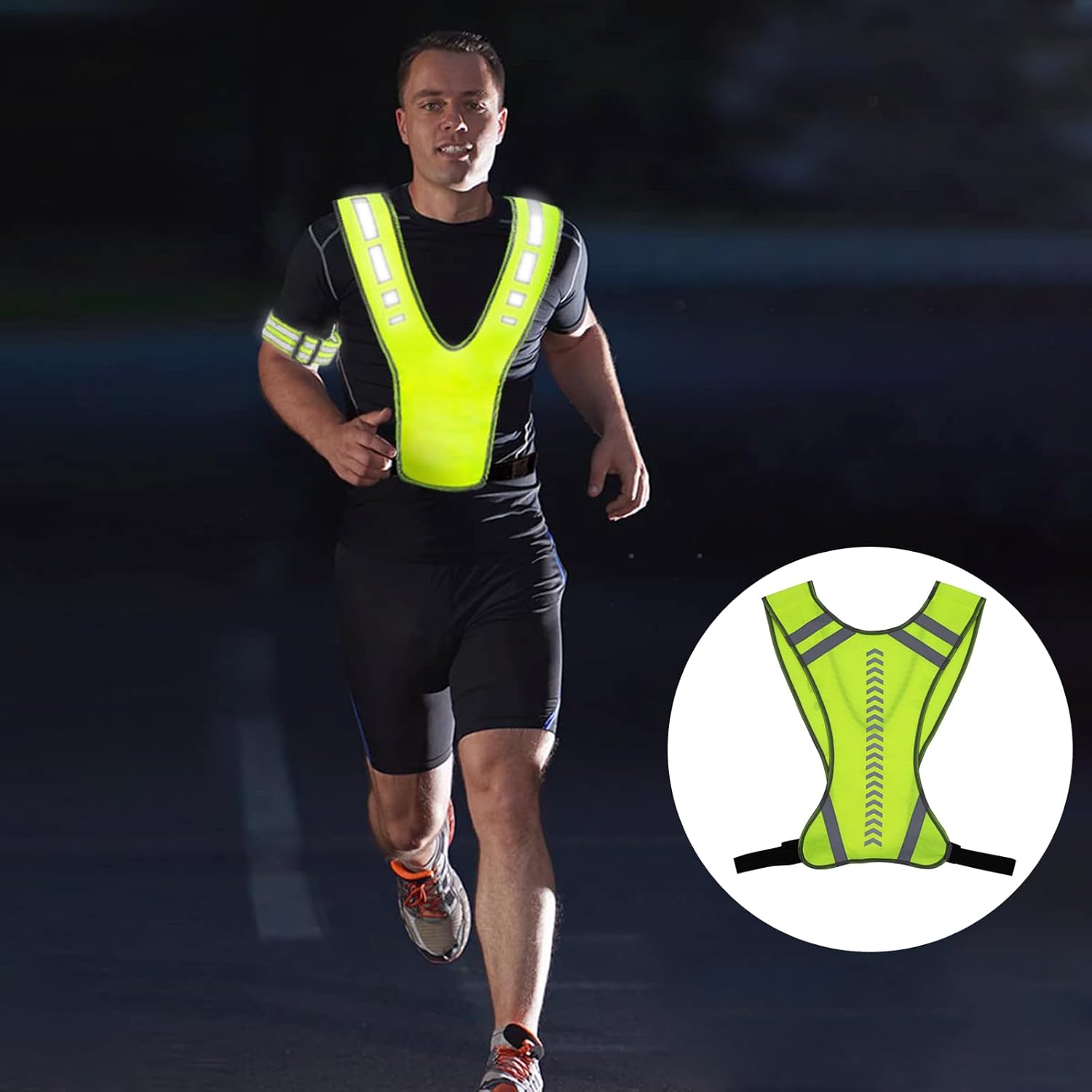 Reflective running clothing with high visibility and pockets - reflective safety vest - unisex - breathable reflective clothing - adjustable safety warning vest for jogging - walking - cycling - Image 6