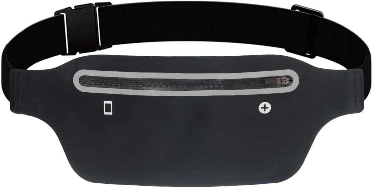 Slim running belt - running waist pack - running belt suitable for carrying a mobile phone - waist pack suitable for jogging - walking - travel wallet - running gift - gear - accessories (black) - Image 1