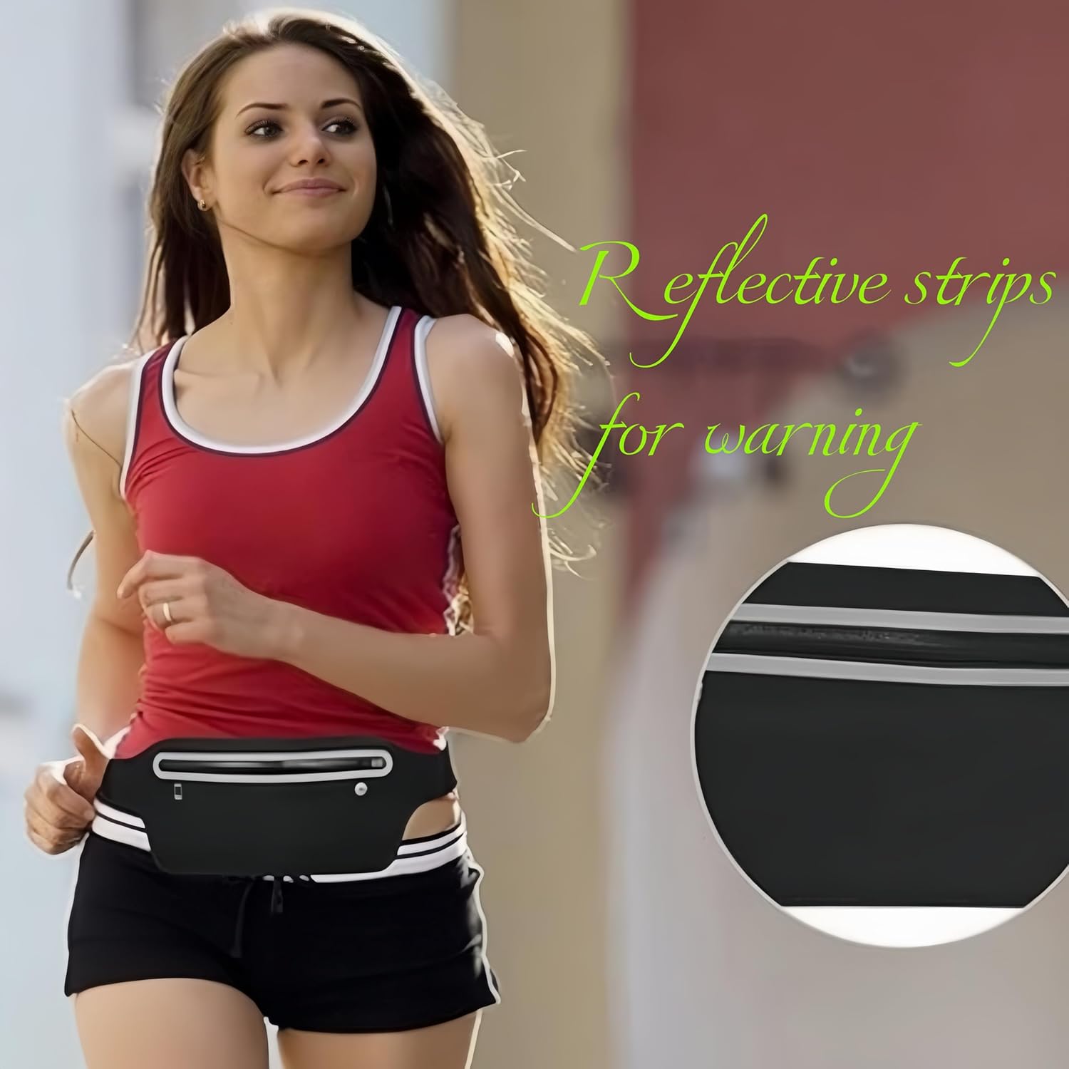 Slim running belt - running waist pack - running belt suitable for carrying a mobile phone - waist pack suitable for jogging - walking - travel wallet - running gift - gear - accessories (black) - Image 3