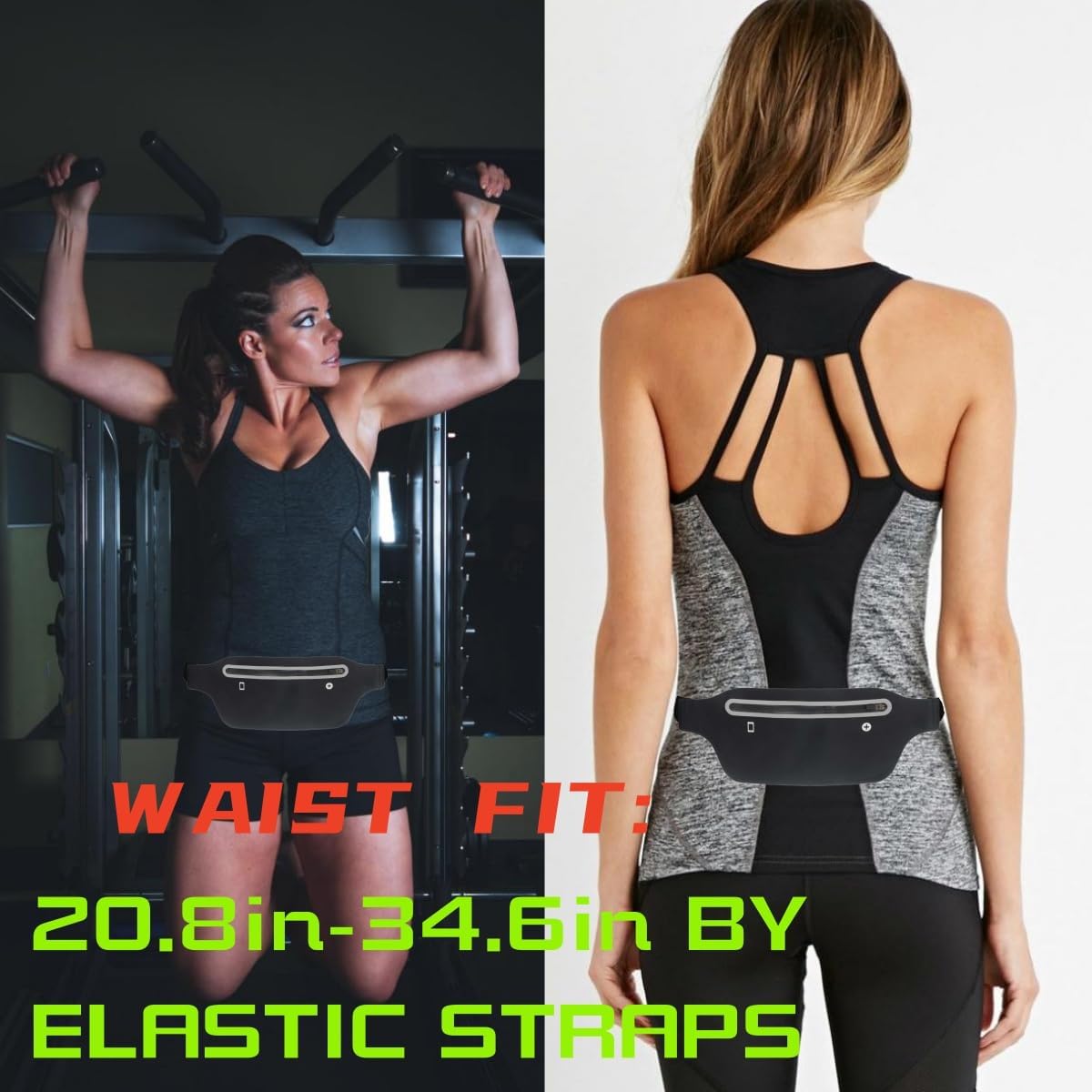 Slim running belt - running waist pack - running belt suitable for carrying a mobile phone - waist pack suitable for jogging - walking - travel wallet - running gift - gear - accessories (black) - Image 4