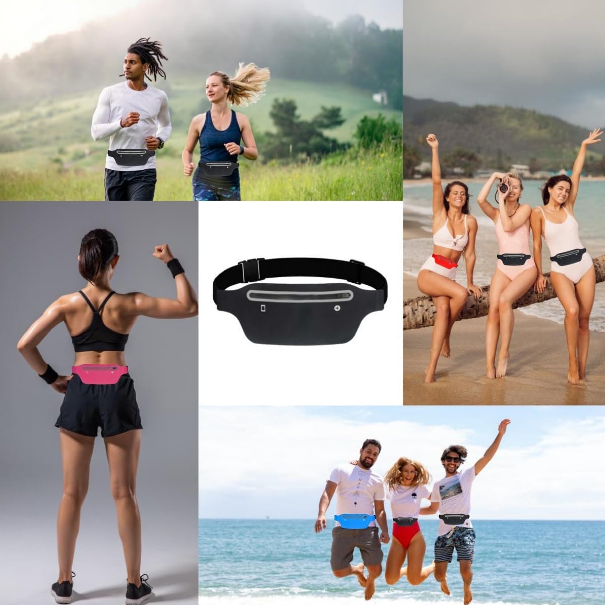 Slim running belt - running waist pack - running belt suitable for carrying a mobile phone - waist pack suitable for jogging - walking - travel wallet - running gift - gear - accessories (black) - Image 7