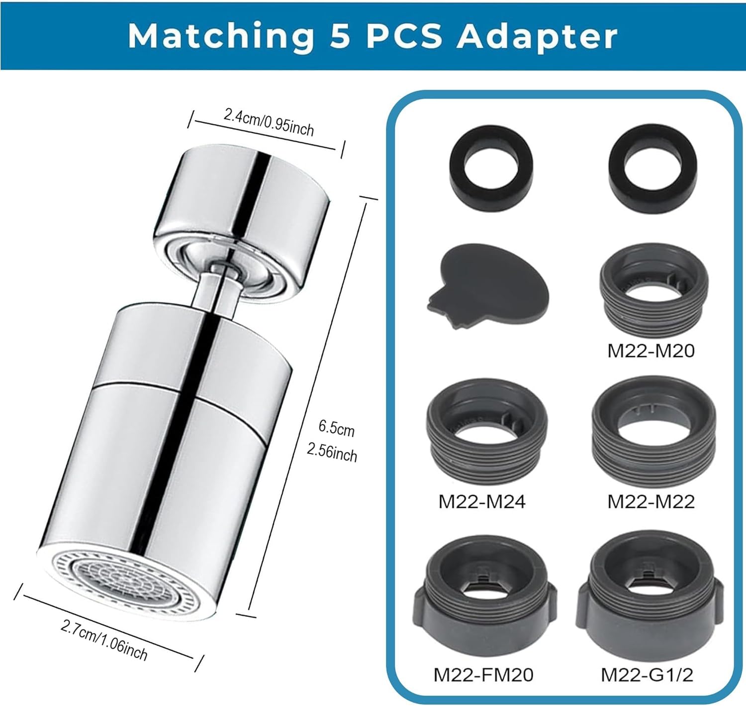 Faucet spray head for kitchen and sink taps - 360° swivel dual-function sprayer - 80-degree swivel tap spout with wide angle - Extended sprayer for taps - Splash-proof spray head for kitchen tap spouts - Image 2