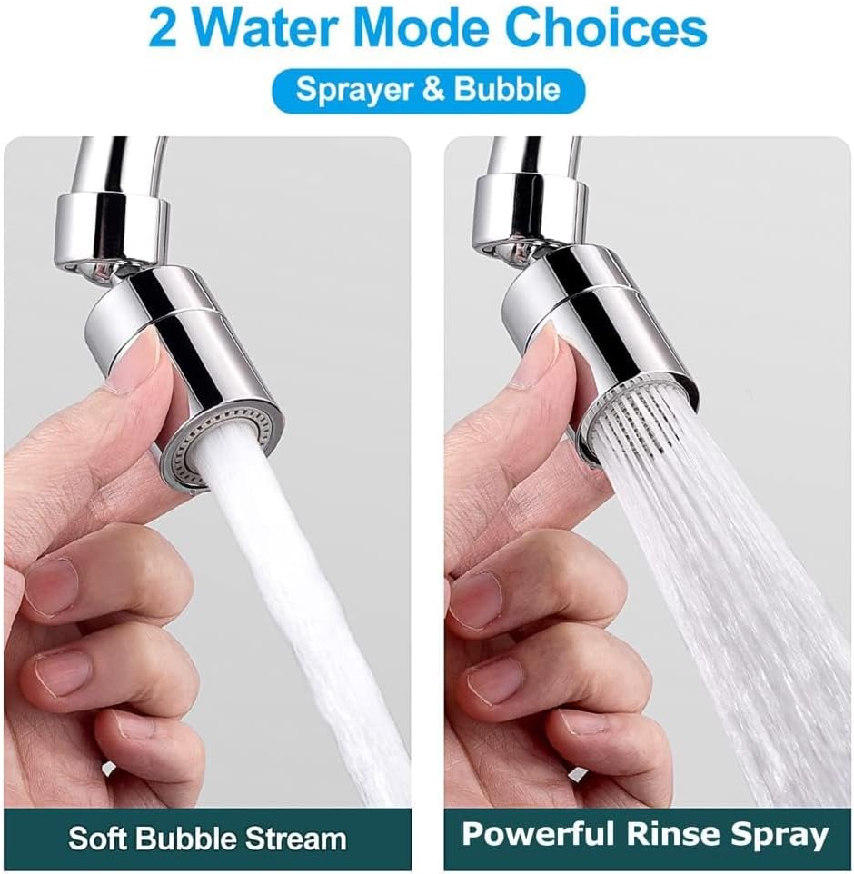 Faucet spray head for kitchen and sink taps - 360° swivel dual-function sprayer - 80-degree swivel tap spout with wide angle - Extended sprayer for taps - Splash-proof spray head for kitchen tap spouts - Image 4