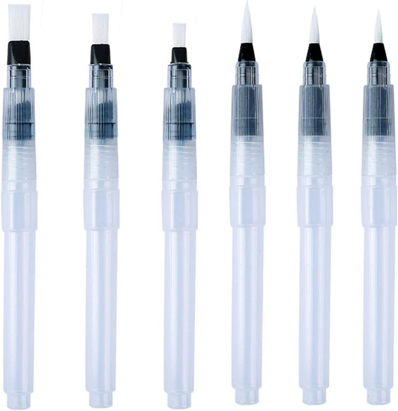 Refillable watercolour brush set: 6 watercolour brushes with refillable reservoirs - watercolour brushes with fine, medium and large tips for watercolour painting and sketching - Image 1