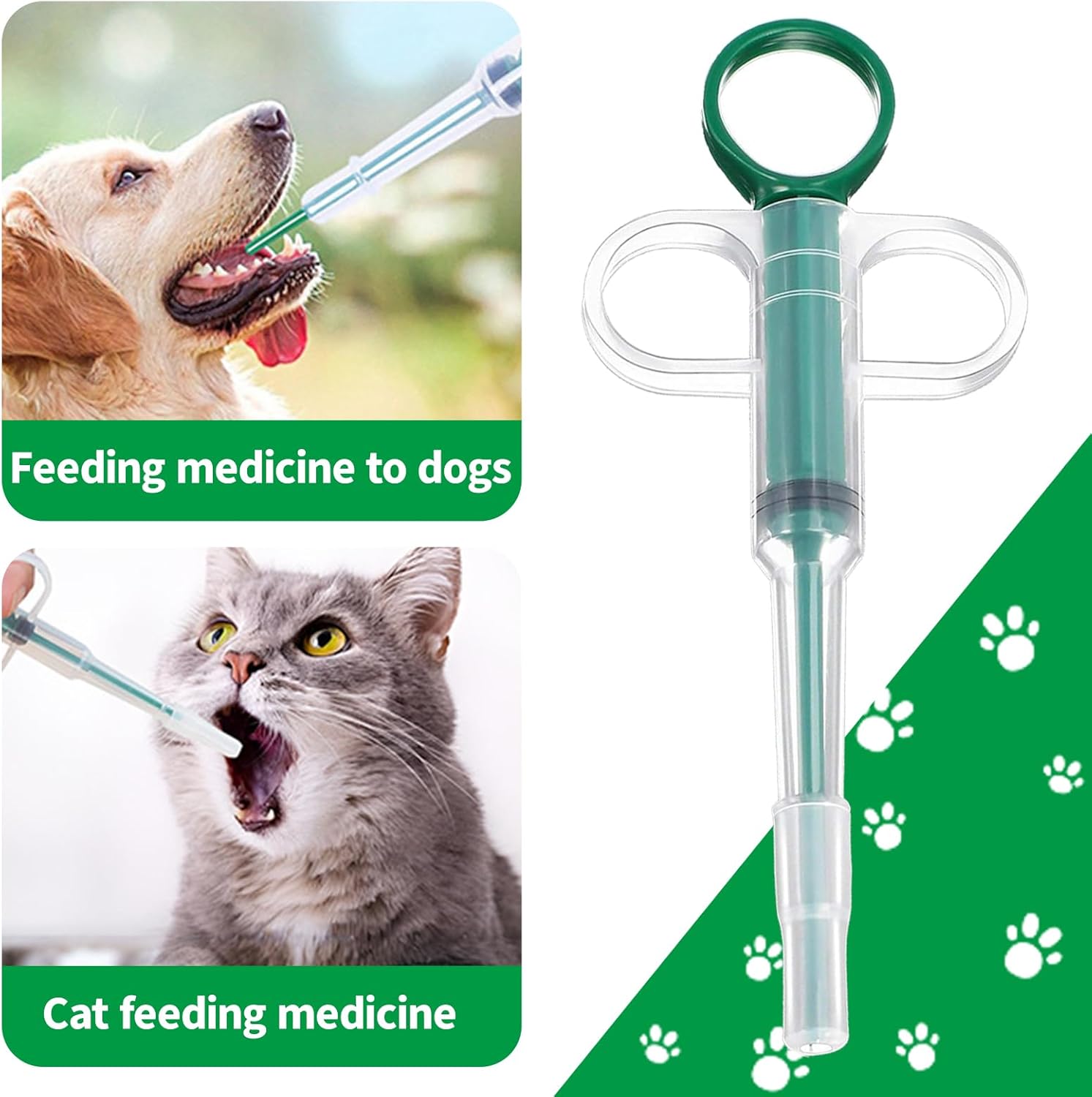Two-piece set with pet pill poppers, cat pill poppers and cat pill dispensers. Reusable cat pill poppers. Green pill poppers with soft tips for safety and reliability. Handy for both cats and dogs. - Image 5