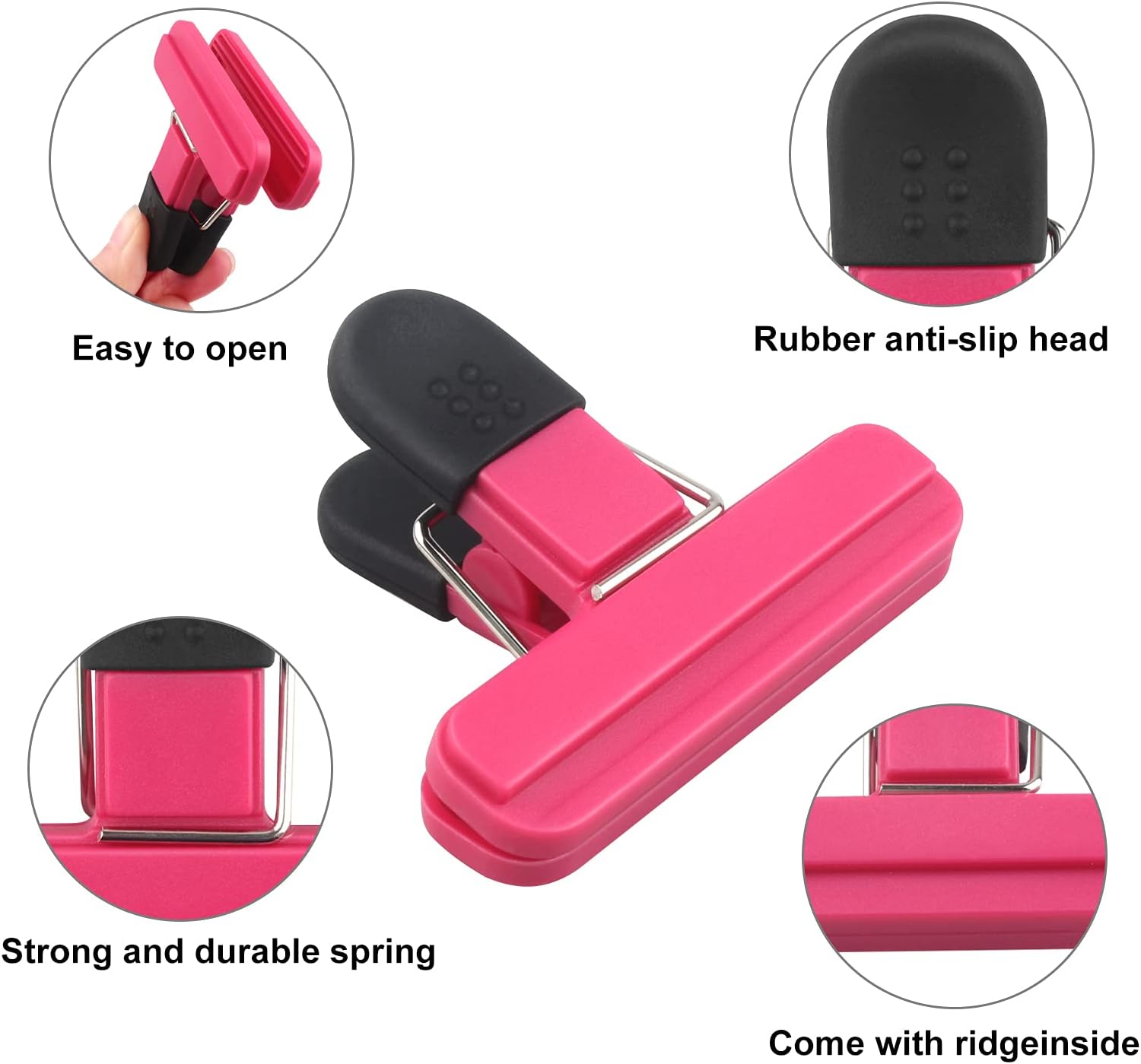 Set of 9 food clips - sturdy, airtight, reusable in 3 colours to keep food fresh - perfect for home, the kitchen, travelling and camping - Image 3