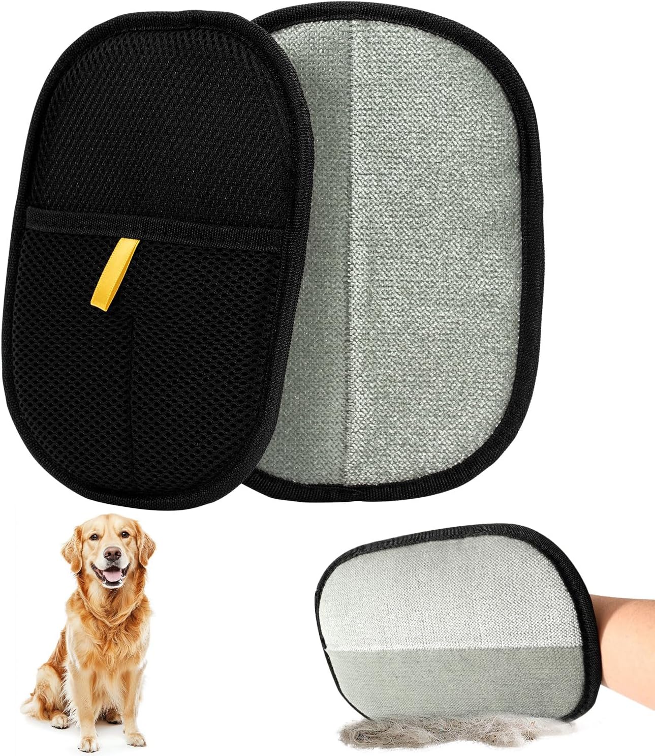 2-piece pet hair removal gloves, static pet hair removal gloves, double-sided grooming gloves, reusable pet hair removal gloves for cleaning and grooming, suitable for sofas, carpets and clothing - Image 1