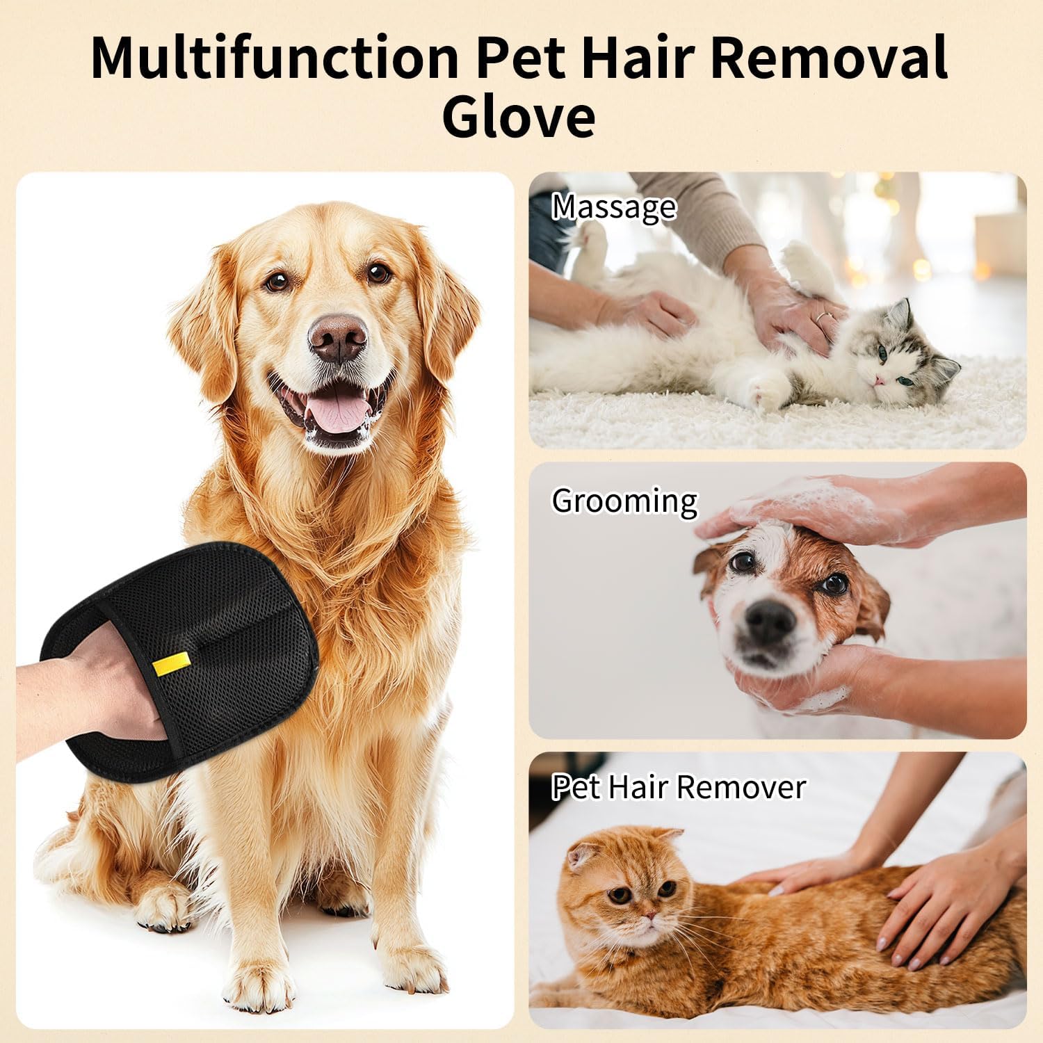2-piece pet hair removal gloves, static pet hair removal gloves, double-sided grooming gloves, reusable pet hair removal gloves for cleaning and grooming, suitable for sofas, carpets and clothing - Image 5