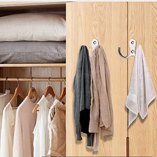 4 pieces of coat hooks with double pins, metal coat hangers, double coat hooks, suitable for bathroom, bedroom, door, wall, clothes, can hang jackets, scarves, bags, towels, keys, hats, with 8 screws - Image 4