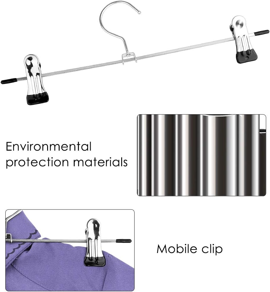 10-pack pants hangers, chrome-plated clothes hangers with anti-slip clips, suitable for skirts, pants and jeans - Image 3